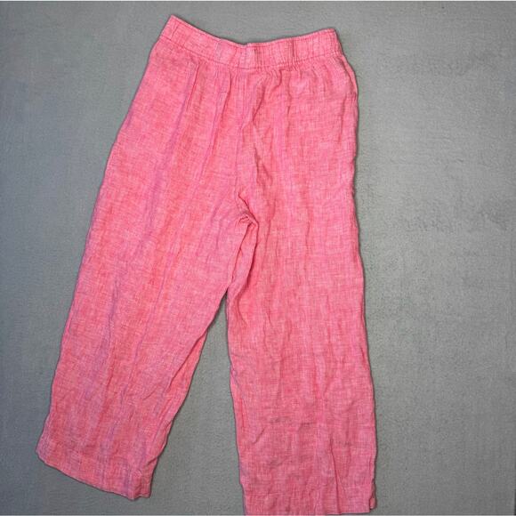 Tahari Women's 100% Linen Pink Pull On Wide Leg Coastal Chic Cropped Pants - L - Picture 4 of 6